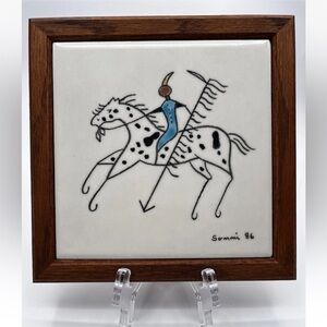 Tecolote Tiles of Santa Fe #5354 Hand Painted Native American Design - Sammi 86